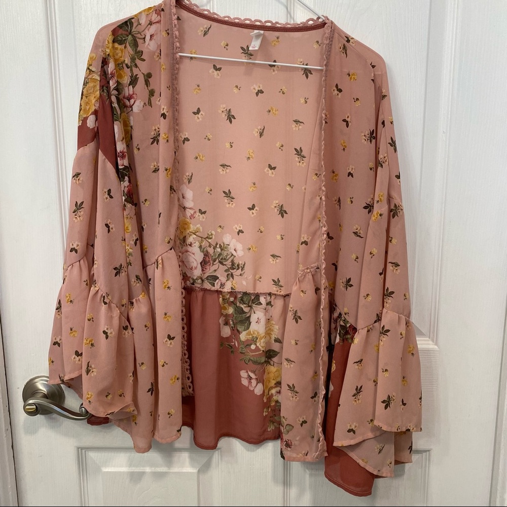 Pink floral kimono